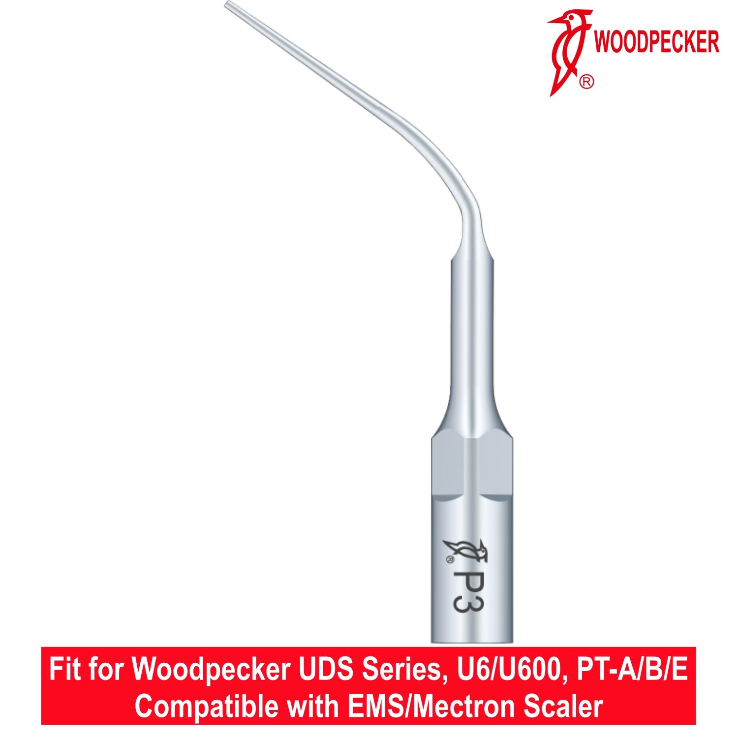 Woodpecker Ultrasonic Scaler Tips P3 5pc/pk Fit for EMS & Mectron scalers