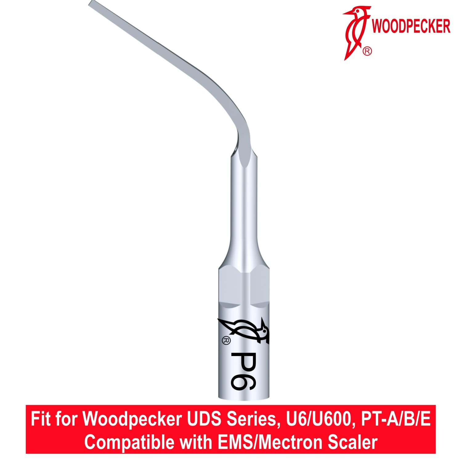 Woodpecker Ultrasonic Scaler Tips P6 1pc/pk Fit for EMS & Mectron scalers