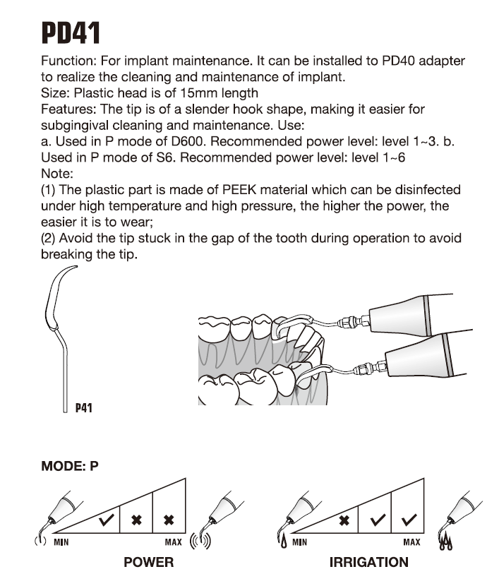 Ultrasonic Scaler Silver Tips-P41/PD41