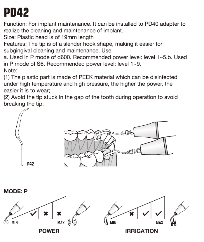 Ultrasonic Scaler Silver Tips-P42/PD42