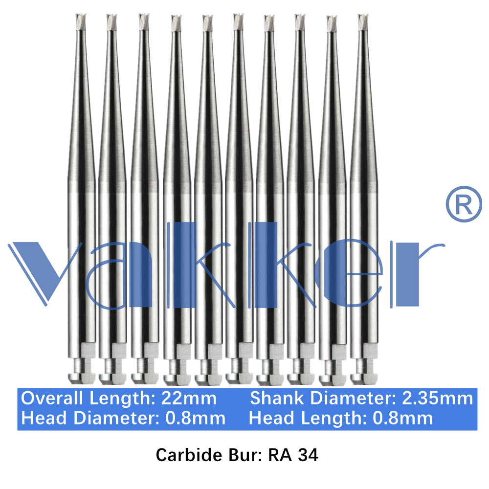 Vakker® Carbide Burs Midwest Type LA/RA (Latch Type) 10/pk