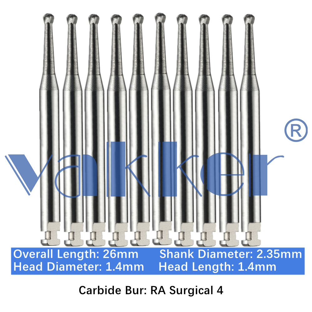 Vakker® Carbide Burs Midwest Type LA/RA (Latch Type) Surgical 10/pk