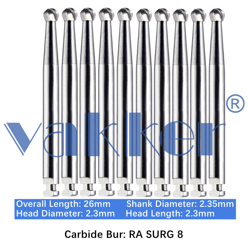 Vakker® Carbide Burs Midwest Type LA/RA (Latch Type) Surgical 10/pk