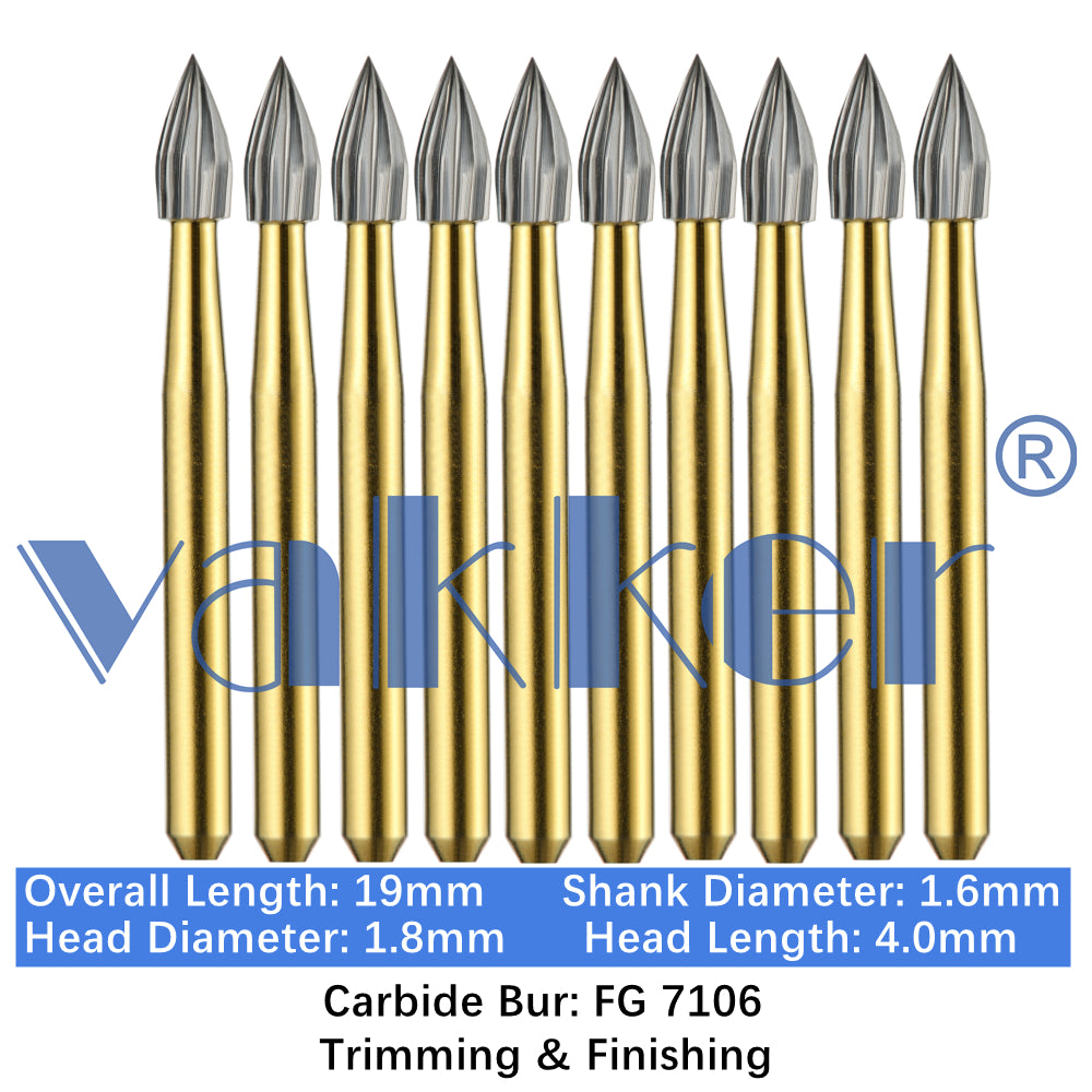 Vakker® Carbide Burs Midwest Type T&F (Trimming and Finishing) 10/pk