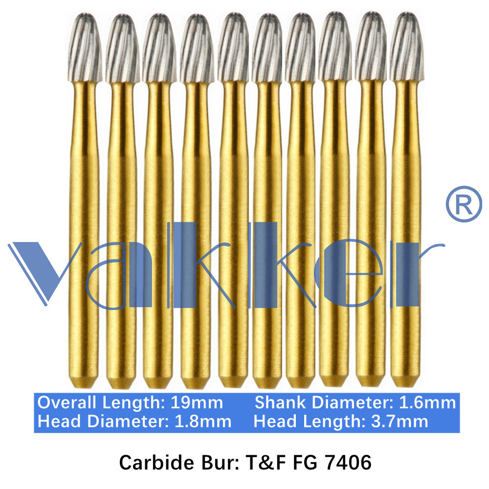 Vakker® Carbide Burs Midwest Type T&F (Trimming and Finishing) 10/pk