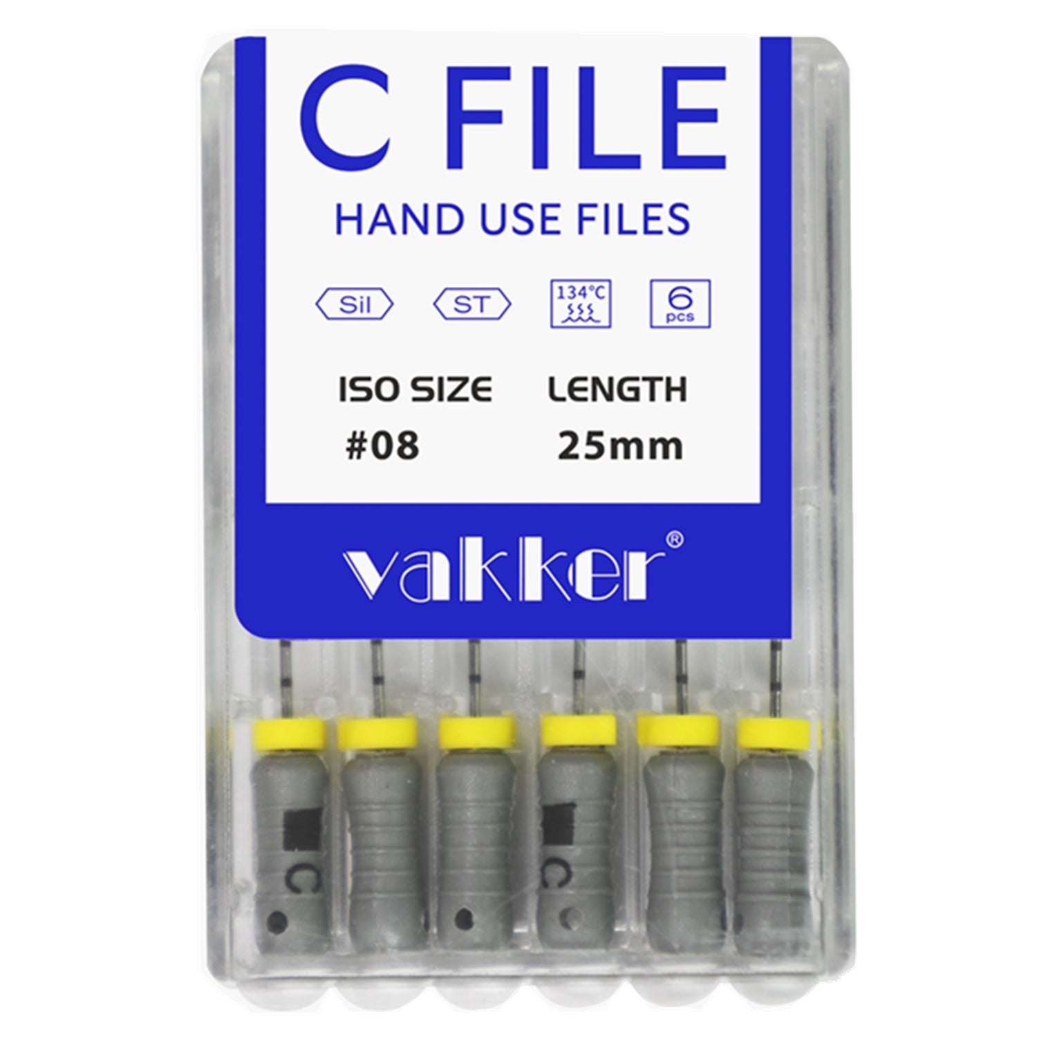 Vakker® 21/25mm C-Files Stainless Steel 6/pk Hand Use