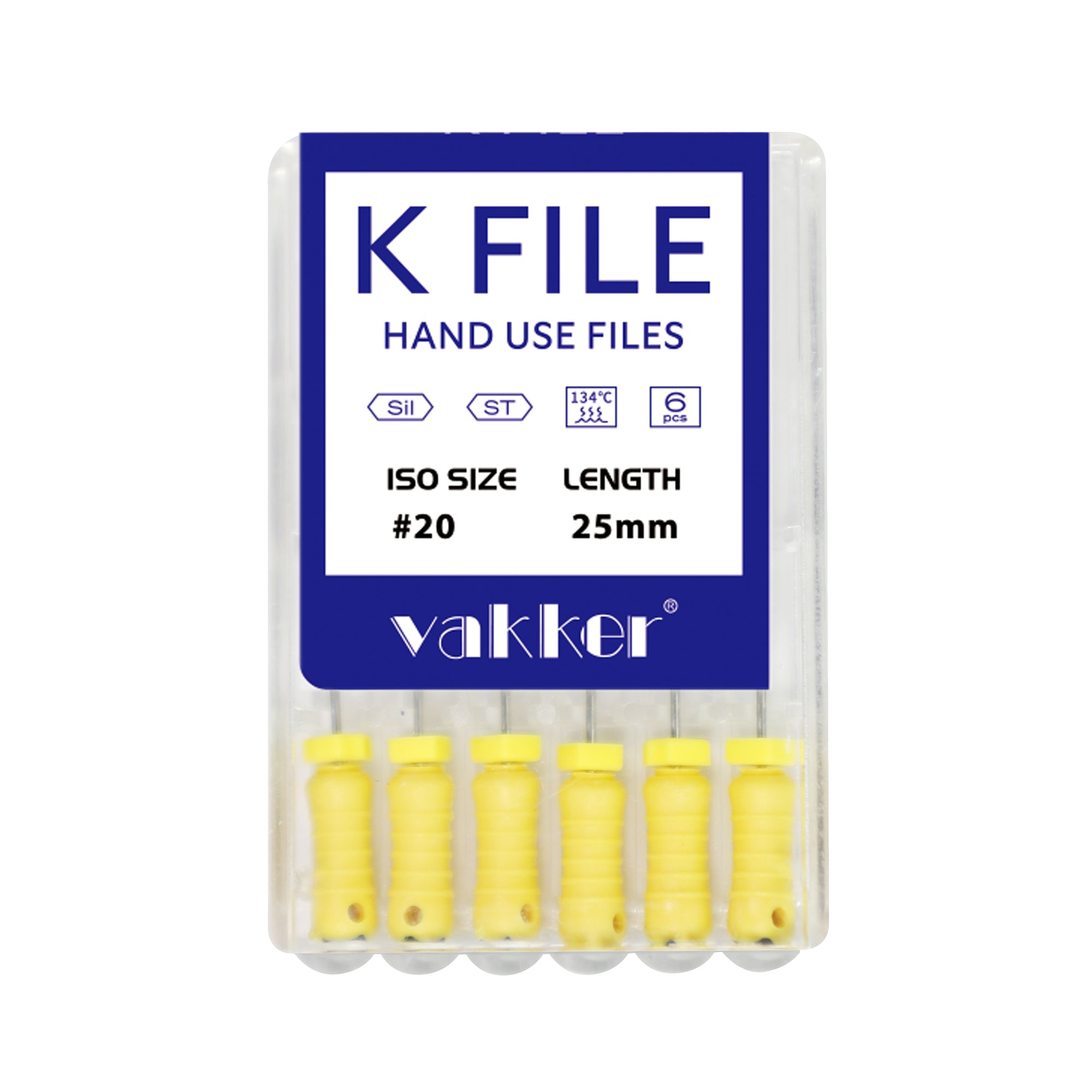 Vakker® 21/25/31mm Hand use K-Files Stainless Steel 6/pk